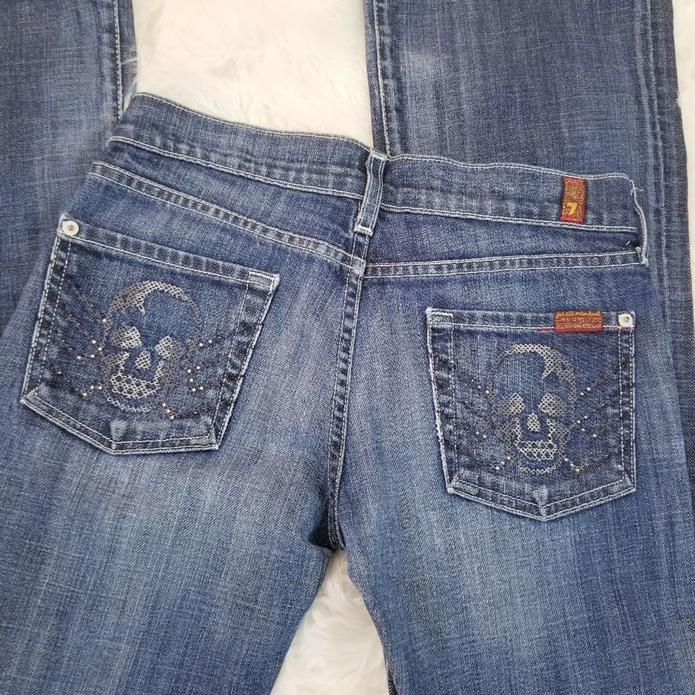 7 For All Mankind Skull Embroidered Pocket Jeans - Picture 4 of 8